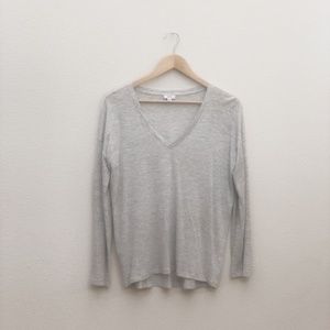 Vince | Long Sleeve Top See-through V Neck | Gray
